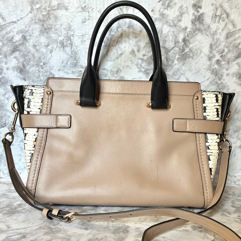 Coach swagger colorblock bag taupe and snake print - Picture 2 of 14